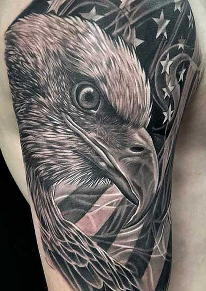 alt="best eagle black and grey tattoo miami fl"