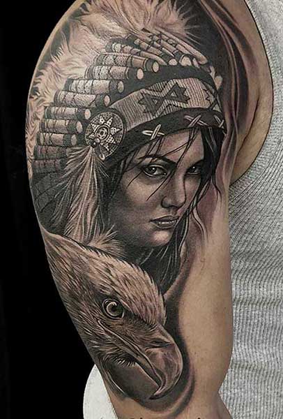 alt="black and grey tattoo native american tattoo artist south florida"